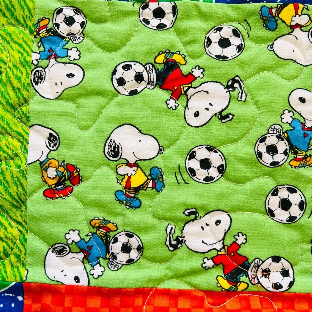 Handmade Patchwork Baby Quilt Snoopy Bob‎ Builder Dinosaur Space Blanket Novelty